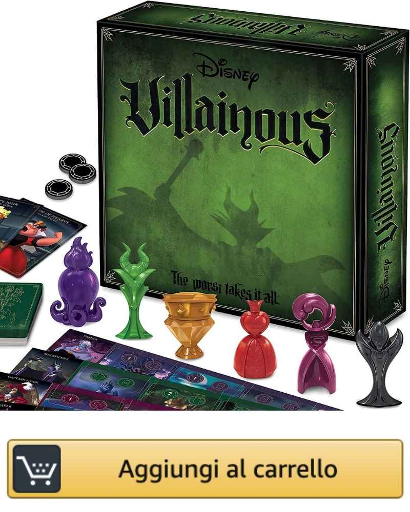 L'immagine mostra la scatola del gioco base Disney Villainous