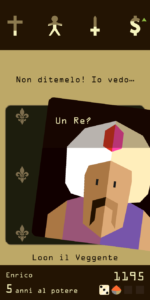 Schermata di una scelta in Reigns